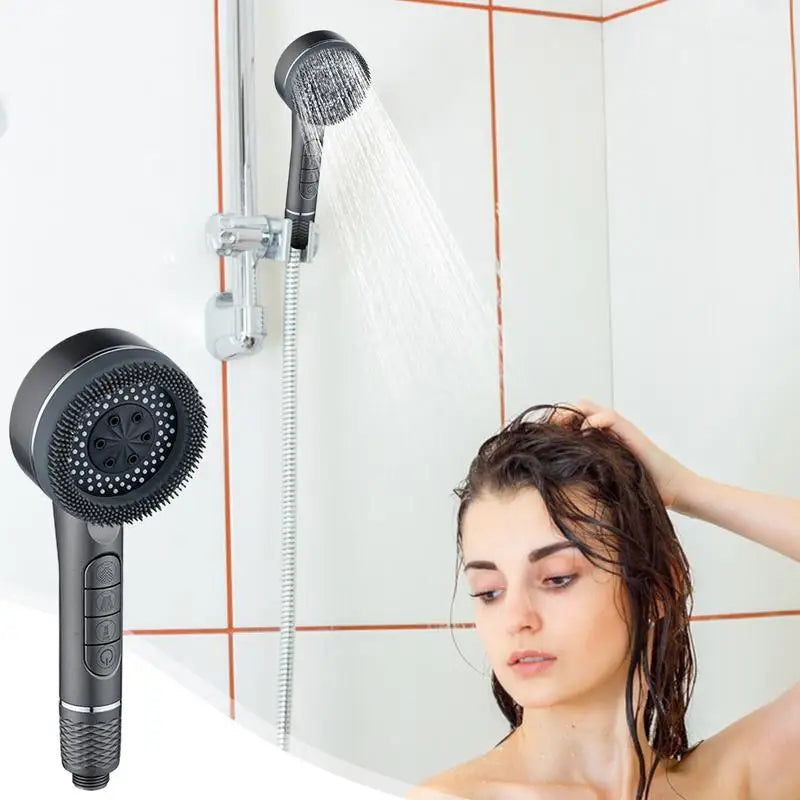 KaiRejuve Filtered Shower Head with Massage Brush Black Set