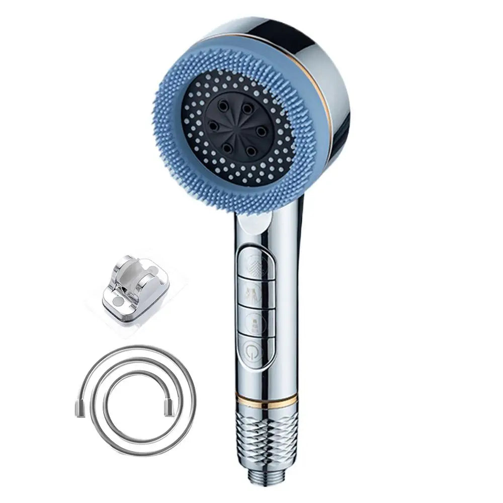 KaiRejuve Filtered Shower Head with Massage Brush Silver Set