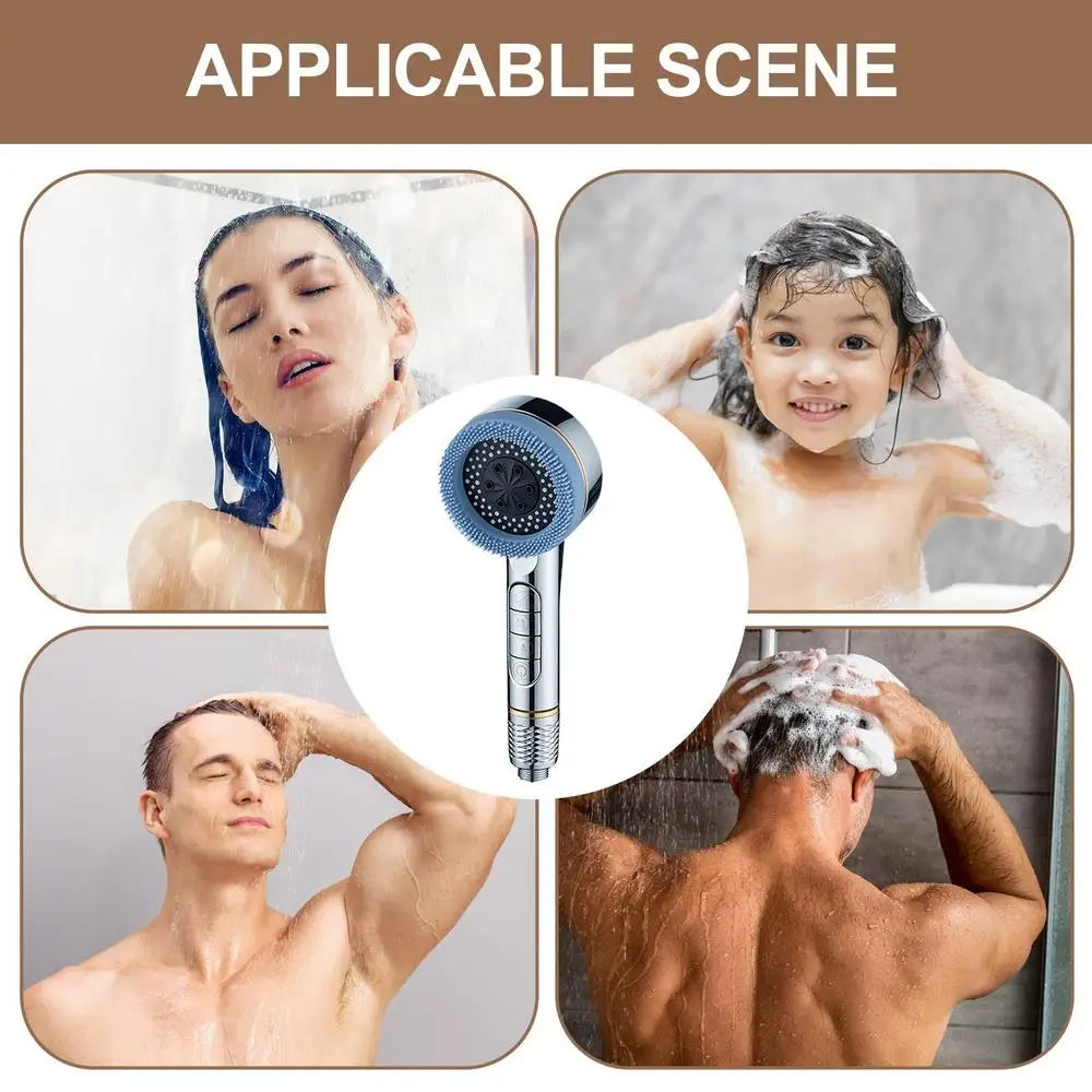 KaiRejuve Filtered Shower Head with Massage Brush Black Set