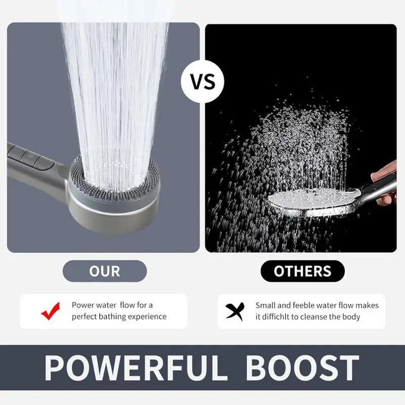 KaiRejuve Filtered Shower Head with Massage Brush Black Set