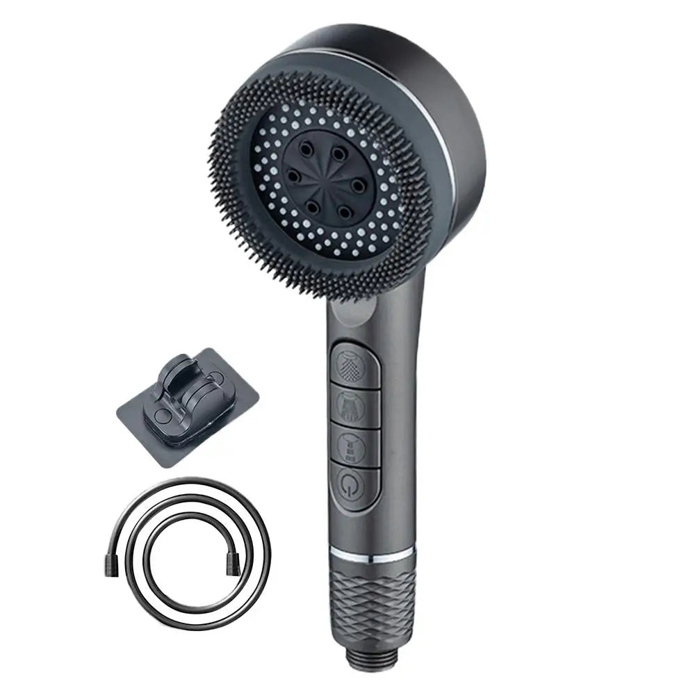 KaiRejuve Filtered Shower Head with Massage Brush Black Set
