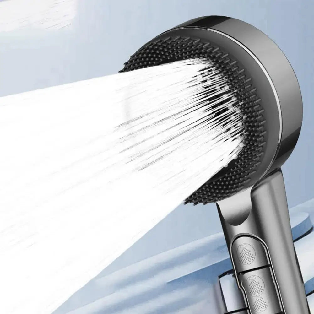 KaiRejuve Filtered Shower Head with Massage Brush Black Set