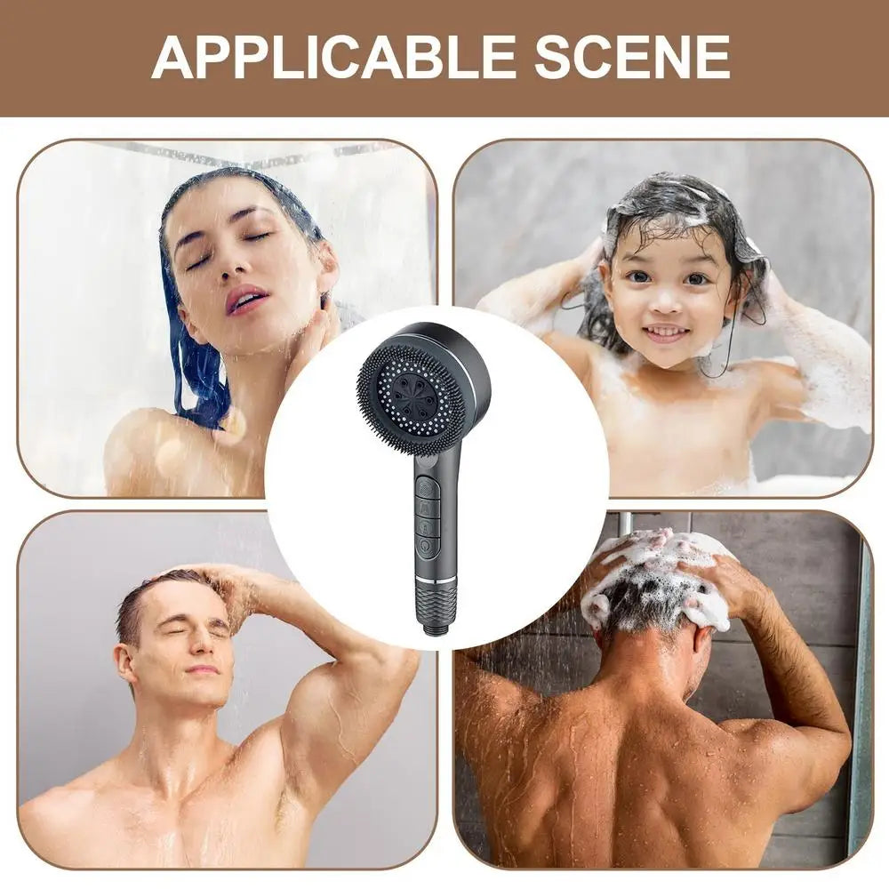 KaiRejuve Filtered Shower Head with Massage Brush Black Set