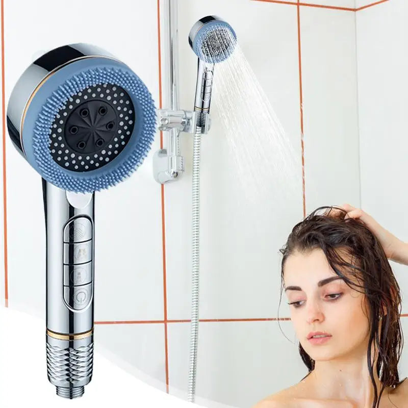 KaiRejuve Filtered Shower Head with Massage Brush Black Set