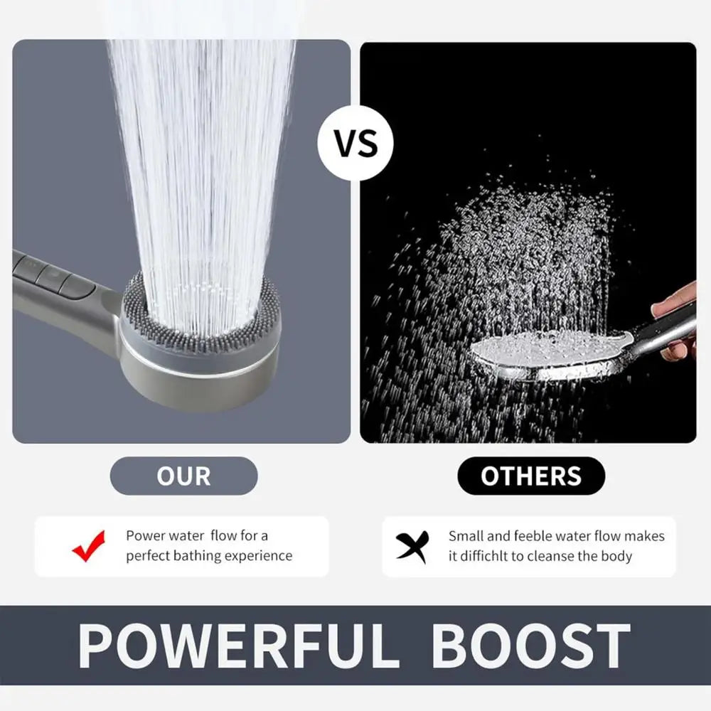 KaiRejuve Filtered Shower Head with Massage Brush Black Set